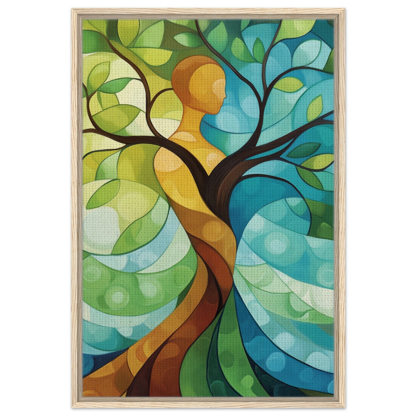 Die Symbiose von Mensch und Natur | Gerahmte Leinwand Holzrahmen 60x90 cm - Pixara