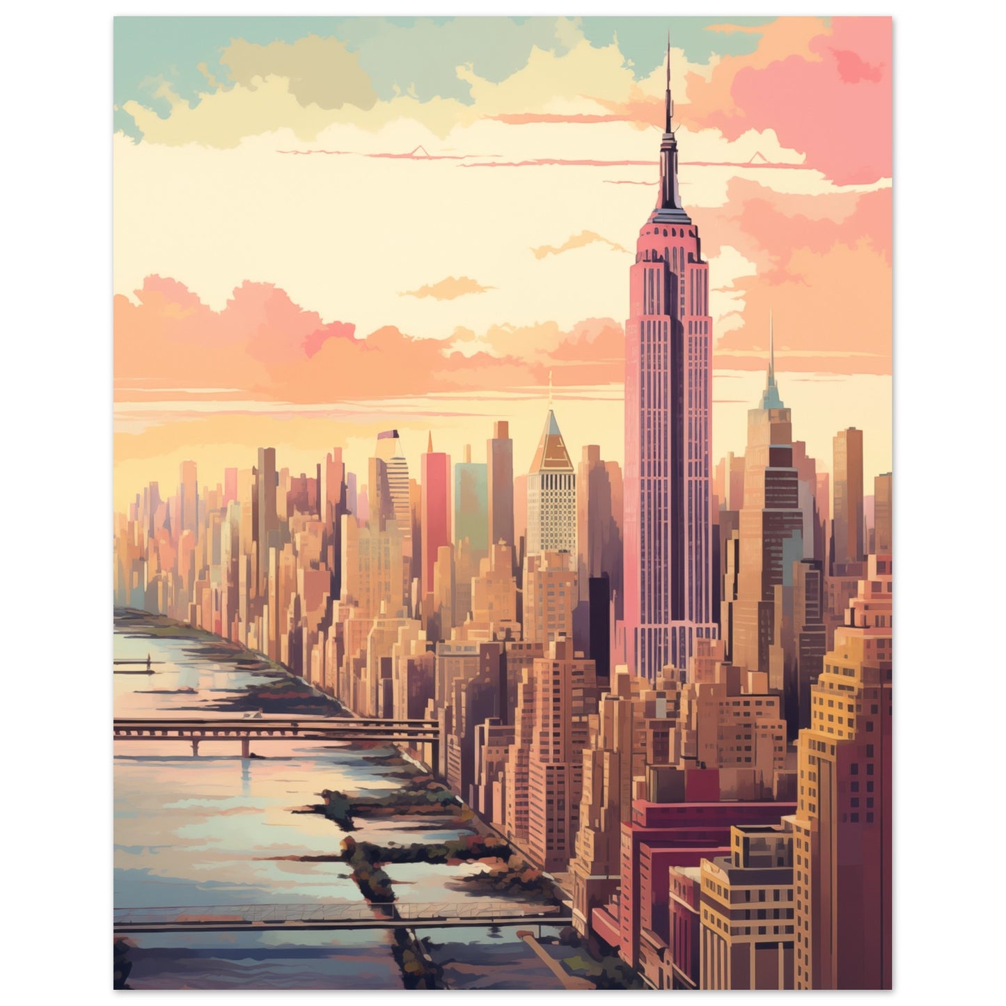 New York in Pastell Poster 40x50 cm - Pixara