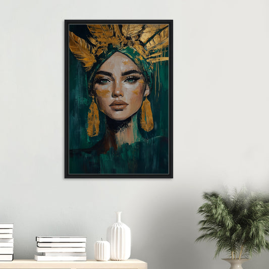 Goldene Stärke | Gerahmte Leinwand - Pixara