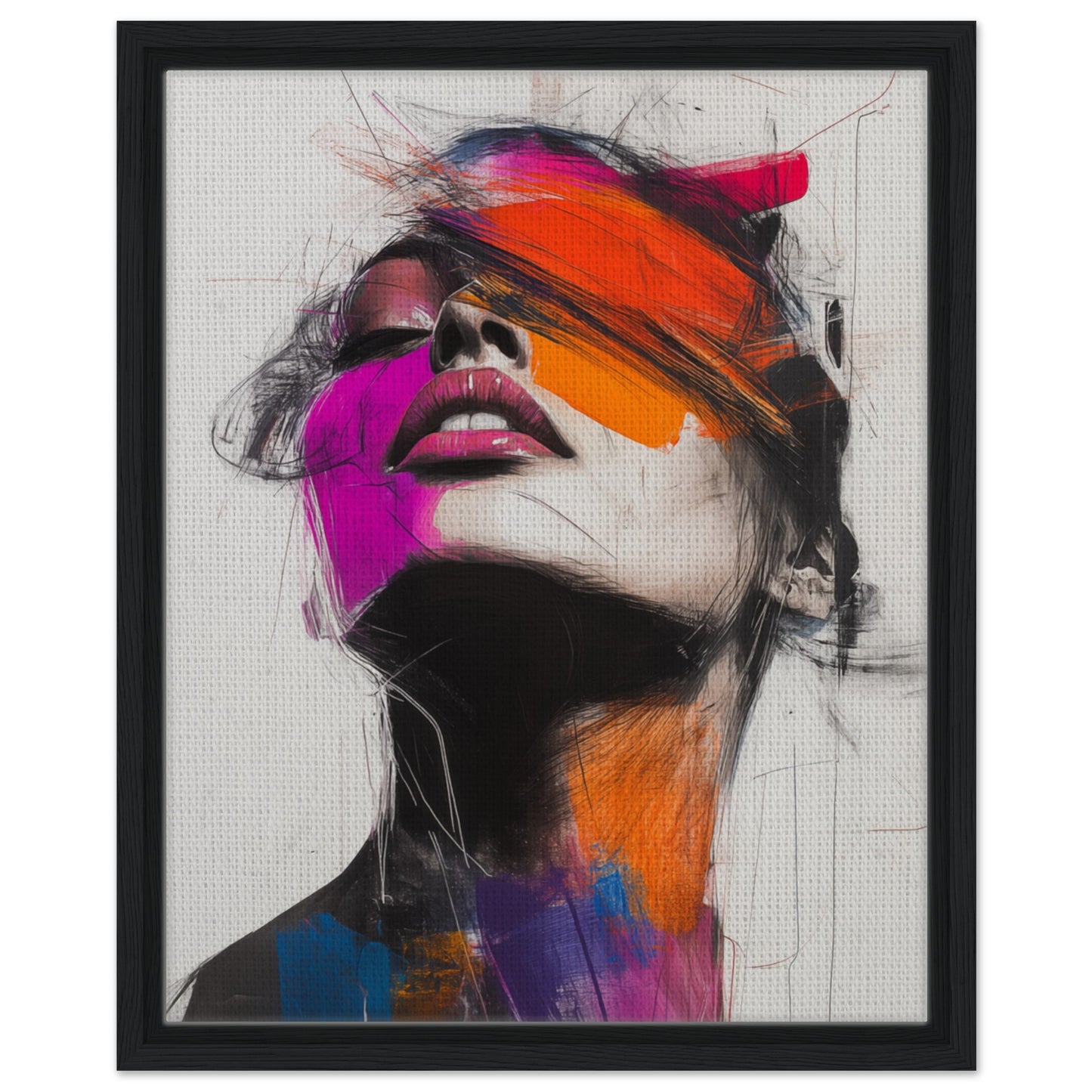 Abstrakte Farbexplosion | Gerahmte Leinwand Schwarzer Rahmen 40x50 cm - Pixara