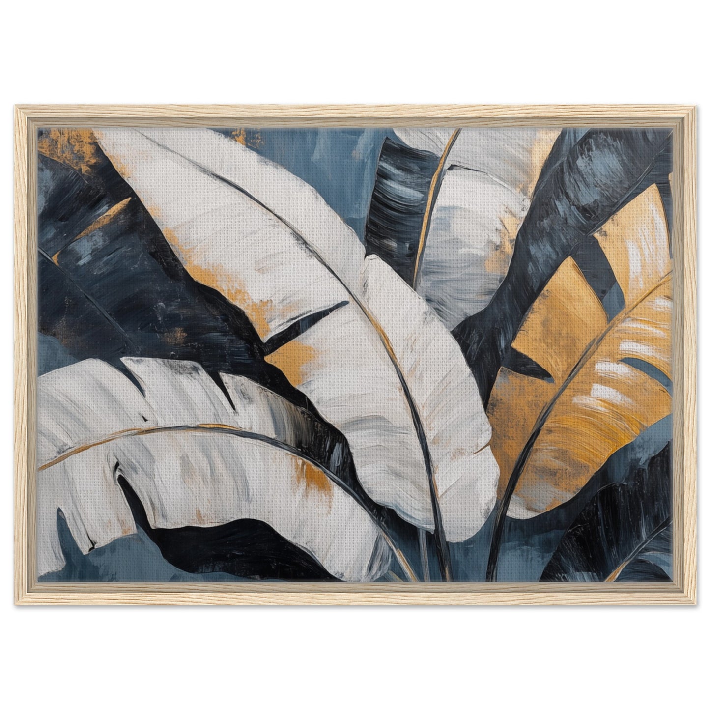 Banana Leaf Eleganz | Gerahmte Leinwand Holzrahmen 50x70 cm - Pixara