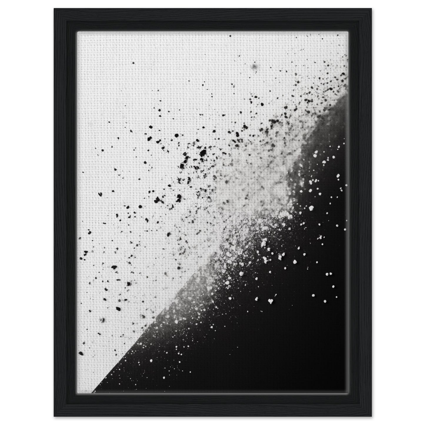Schwarz-Weiß-Splitter 1 | Gerahmte Leinwand Schwarzer Rahmen 30x40 cm - Pixara