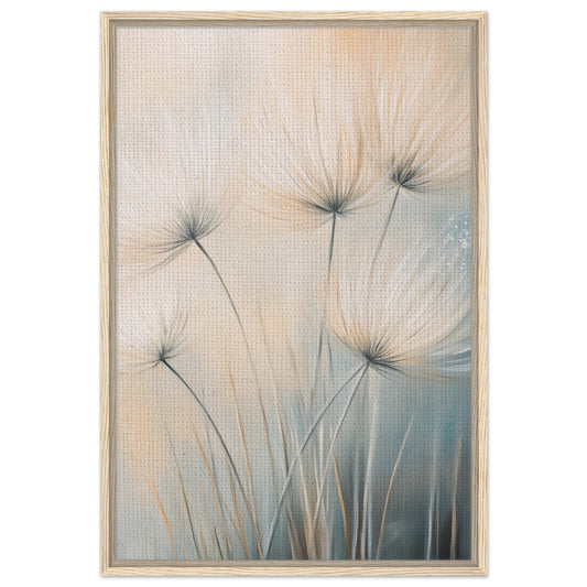 Sanfte Pusteblumen im Wind - Gerahmte Leinwand Holzrahmen 60x90 cm - Pixara