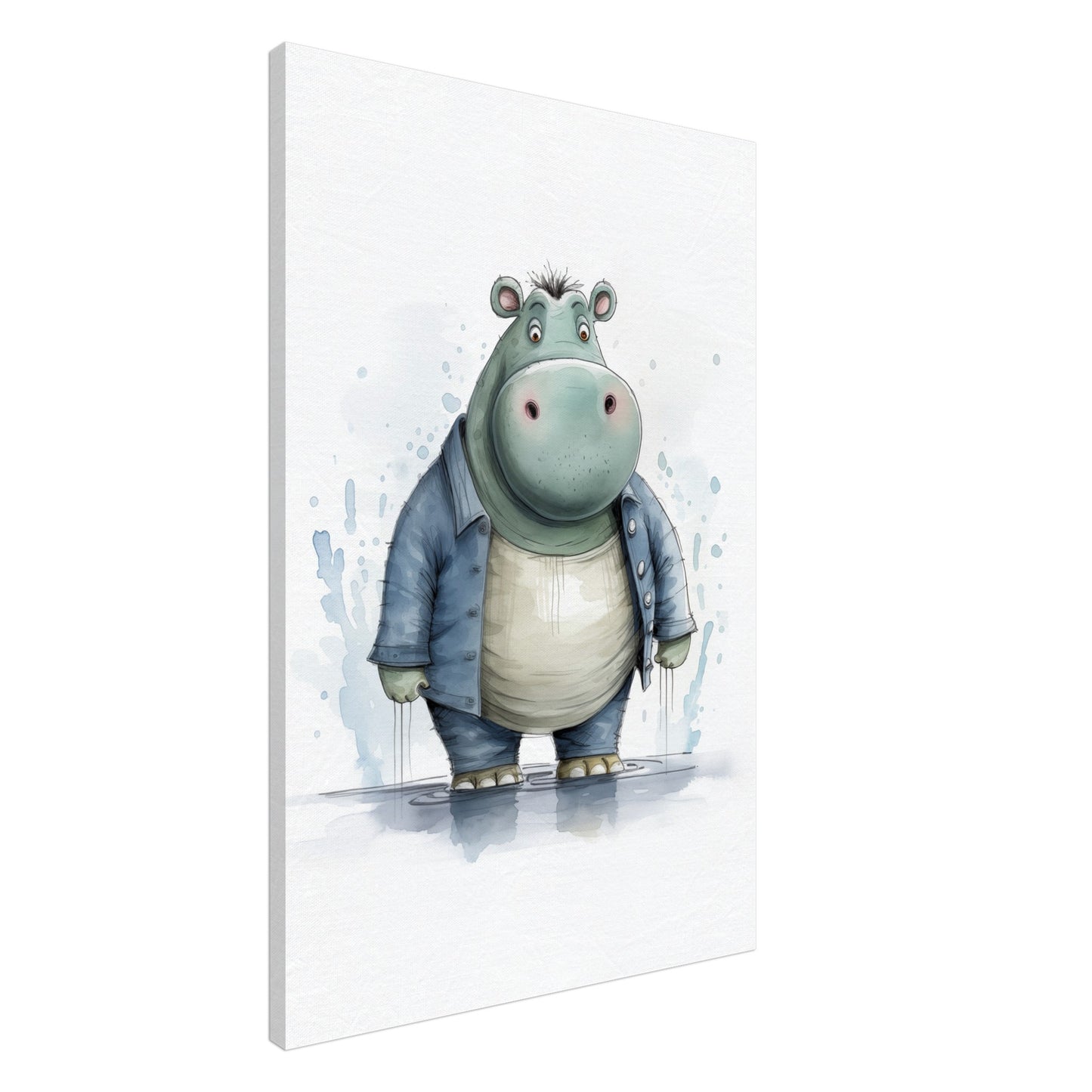 Nilpferd "Bernd" Leinwand 60x90 cm - Pixara