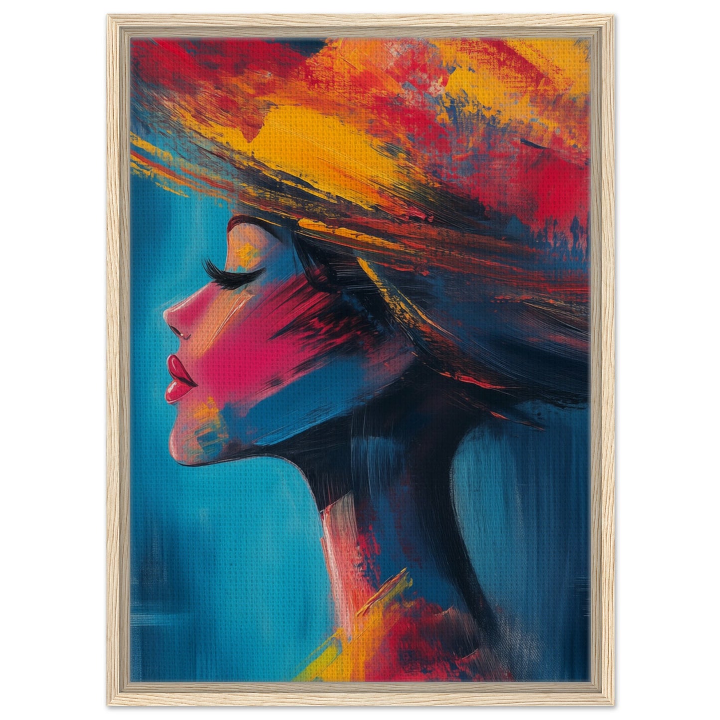 Abstrakte Eleganz in lebendigen Farben | Gerahmte Leinwand Holzrahmen 50x70 cm - Pixara
