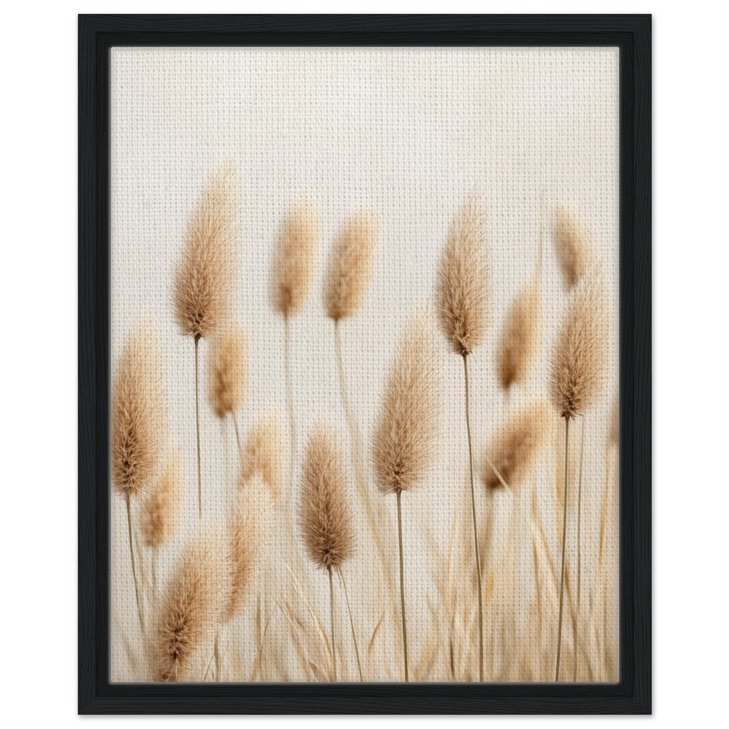 Sanfte Gräser im Sonnenlicht | Gerahmte Leinwand 40x50 cm 16x20″ Schwarzer Rahmen - Pixara