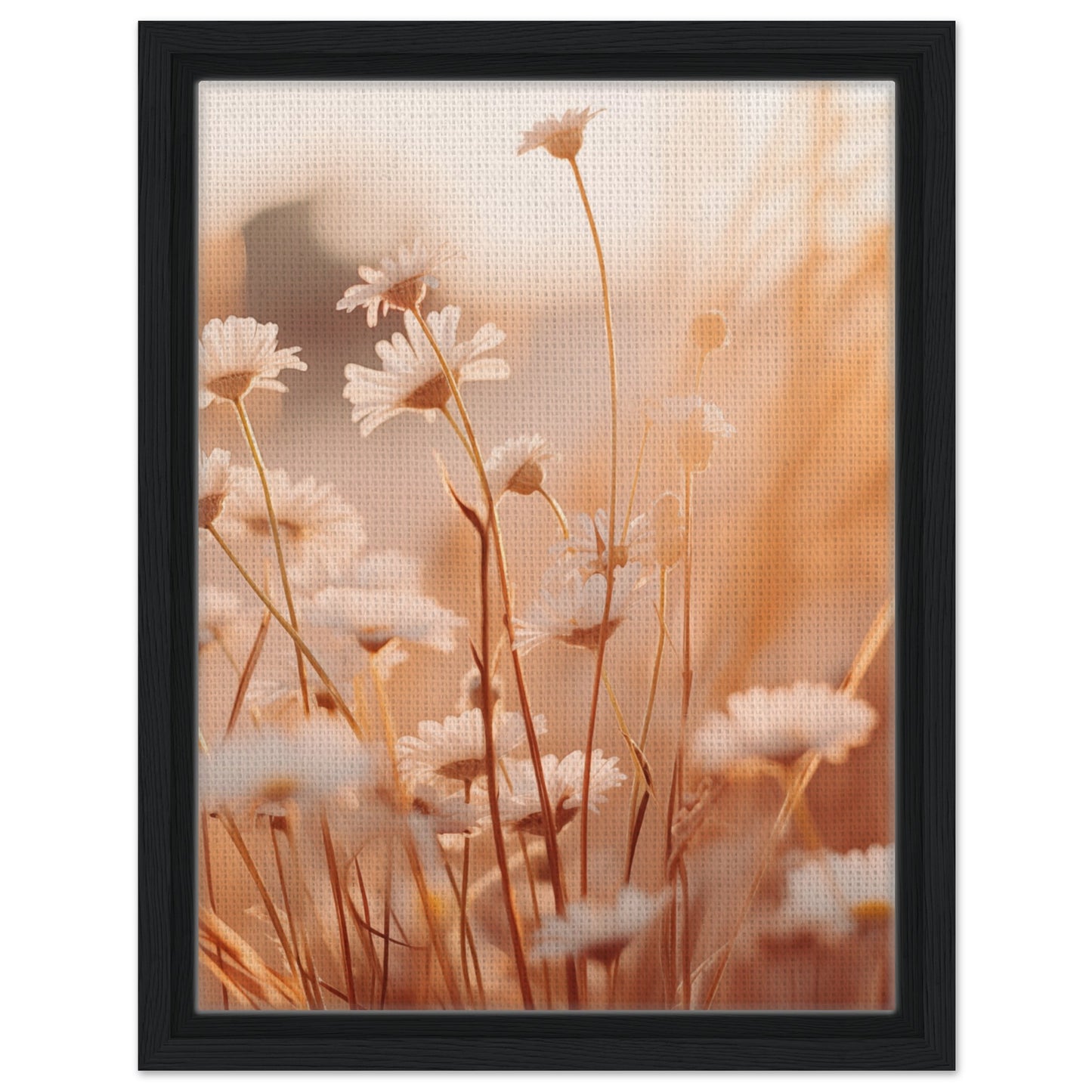 Morgendämmerung im Feld | Gerahmte Leinwand Schwarzer Rahmen 30x40 cm - Pixara
