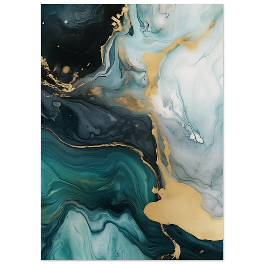 Azure Gold Swirl Poster 50x70 cm - Pixara