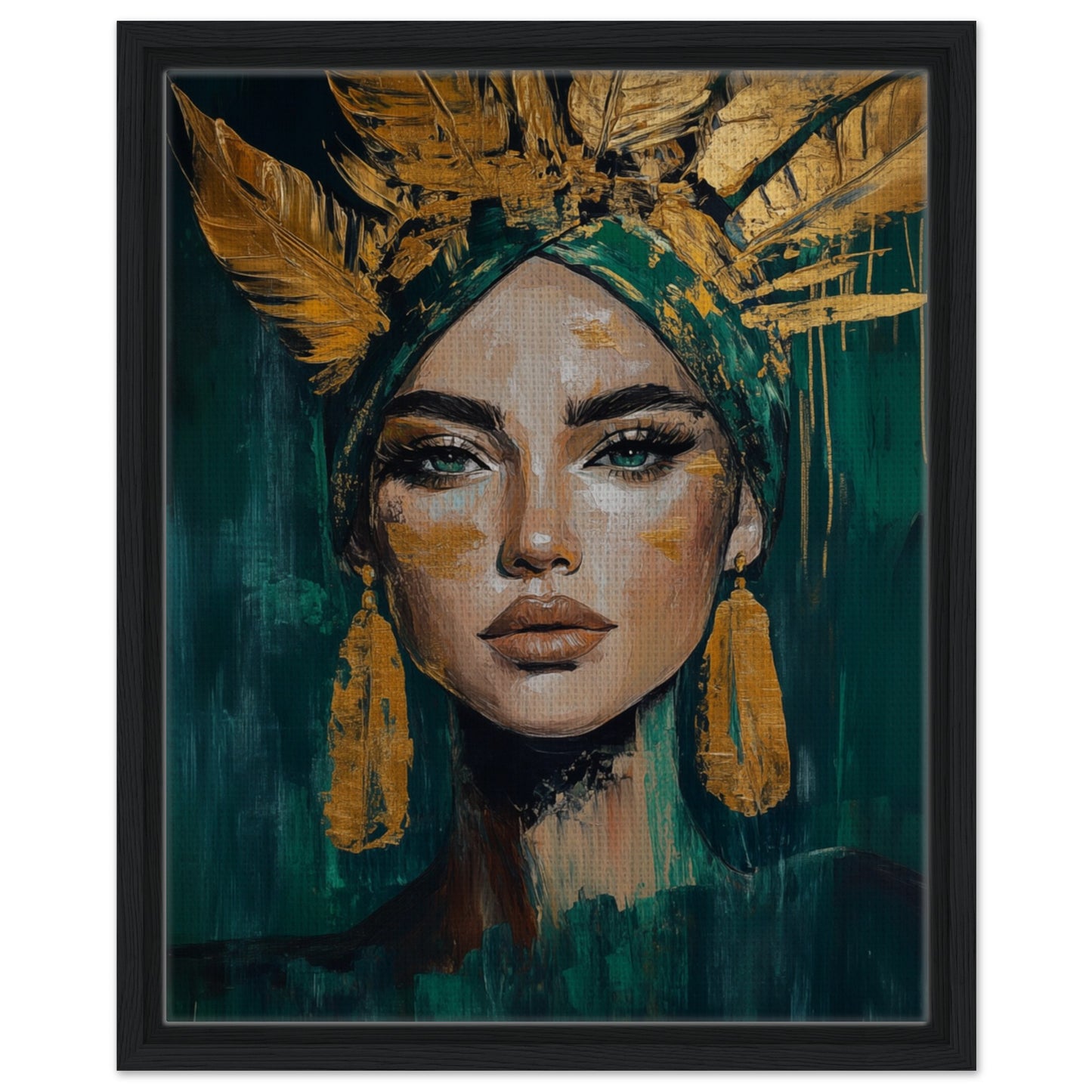 Goldene Stärke | Gerahmte Leinwand Schwarzer Rahmen 40x50 cm - Pixara