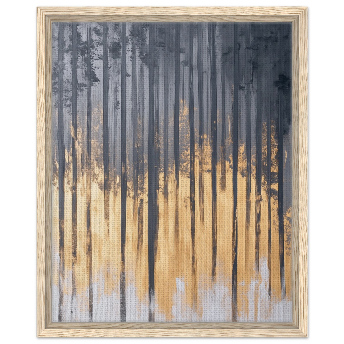 Sonnenaufgang im Birkenwald | Gerahmte Leinwand Holzrahmen 40x50 cm - Pixara