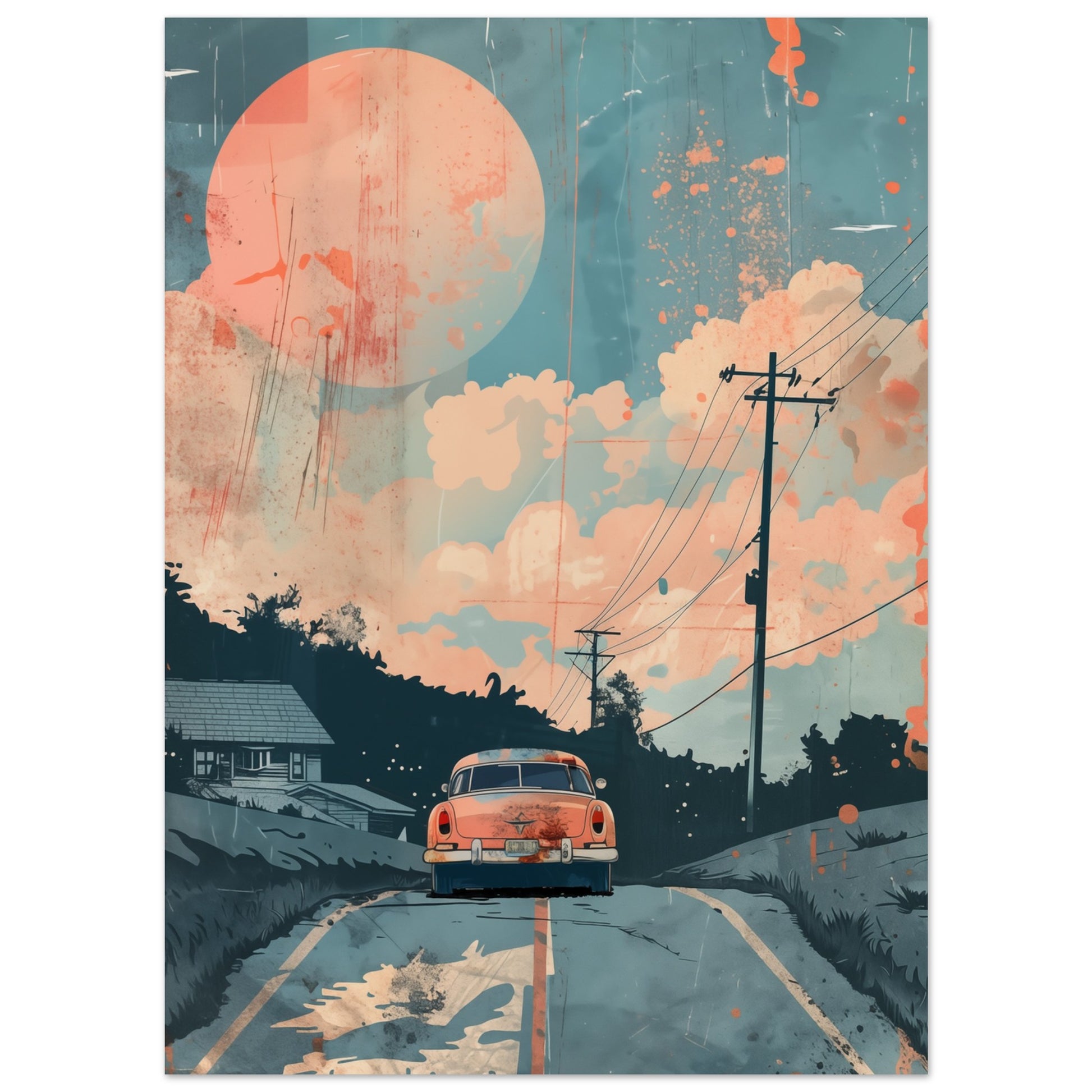 Retro Roadtrip Poster 13x18 cm - Pixara