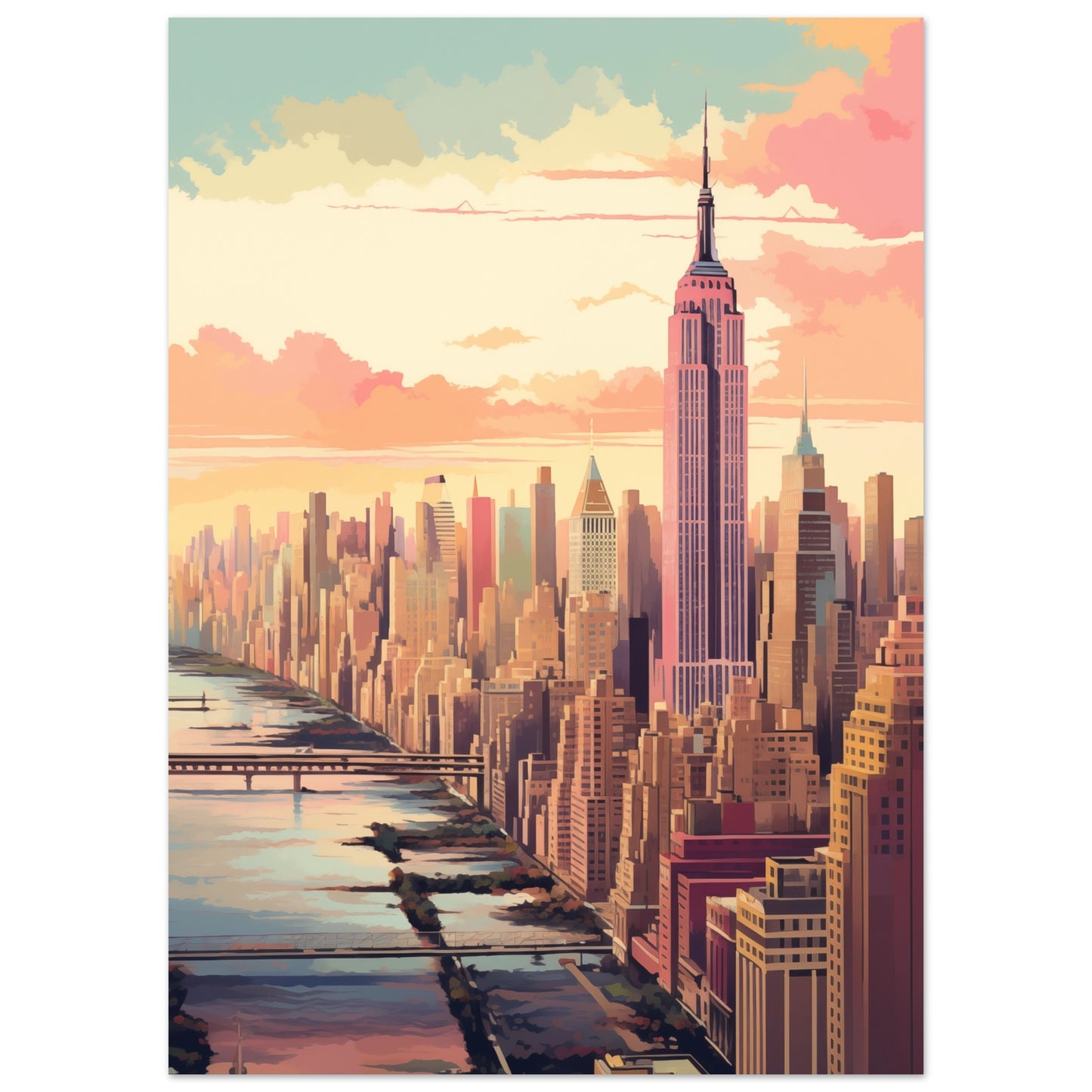 New York in Pastell Poster 50x70 cm - Pixara