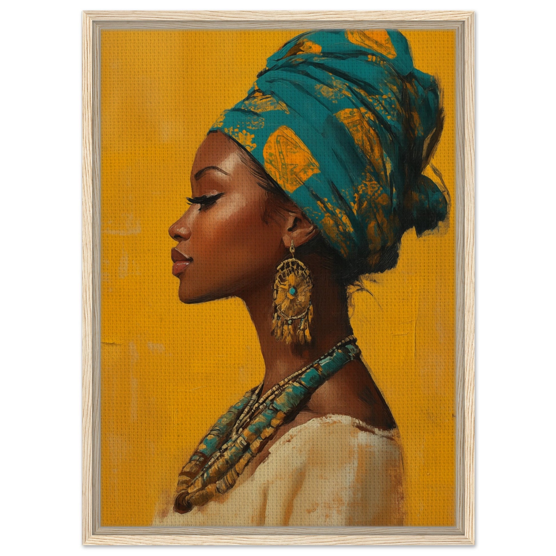 Farbenfrohe Eleganz im Profil | Gerahmte Leinwand Holzrahmen 50x70 cm - Pixara