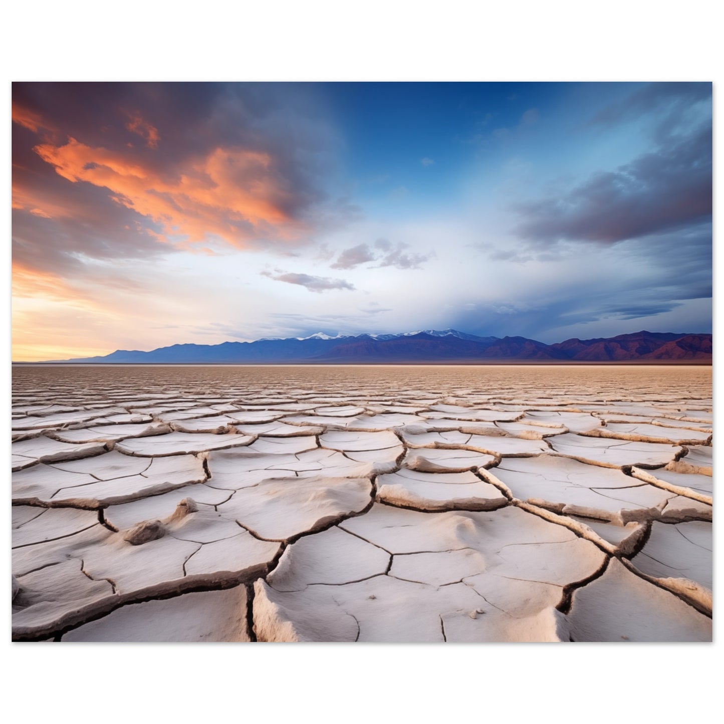 Salzfelder bei Sonnenuntergang Poster 40x50 cm - Pixara