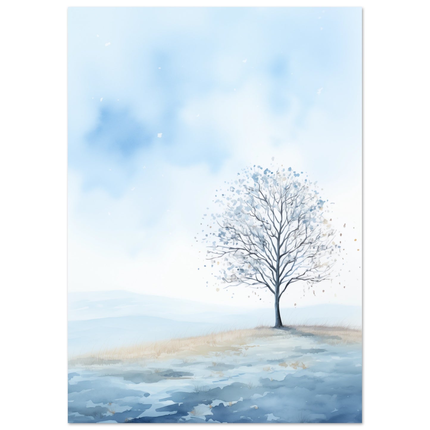 Winterbaum in Aquarell A4 21x29.7 cm - Pixara