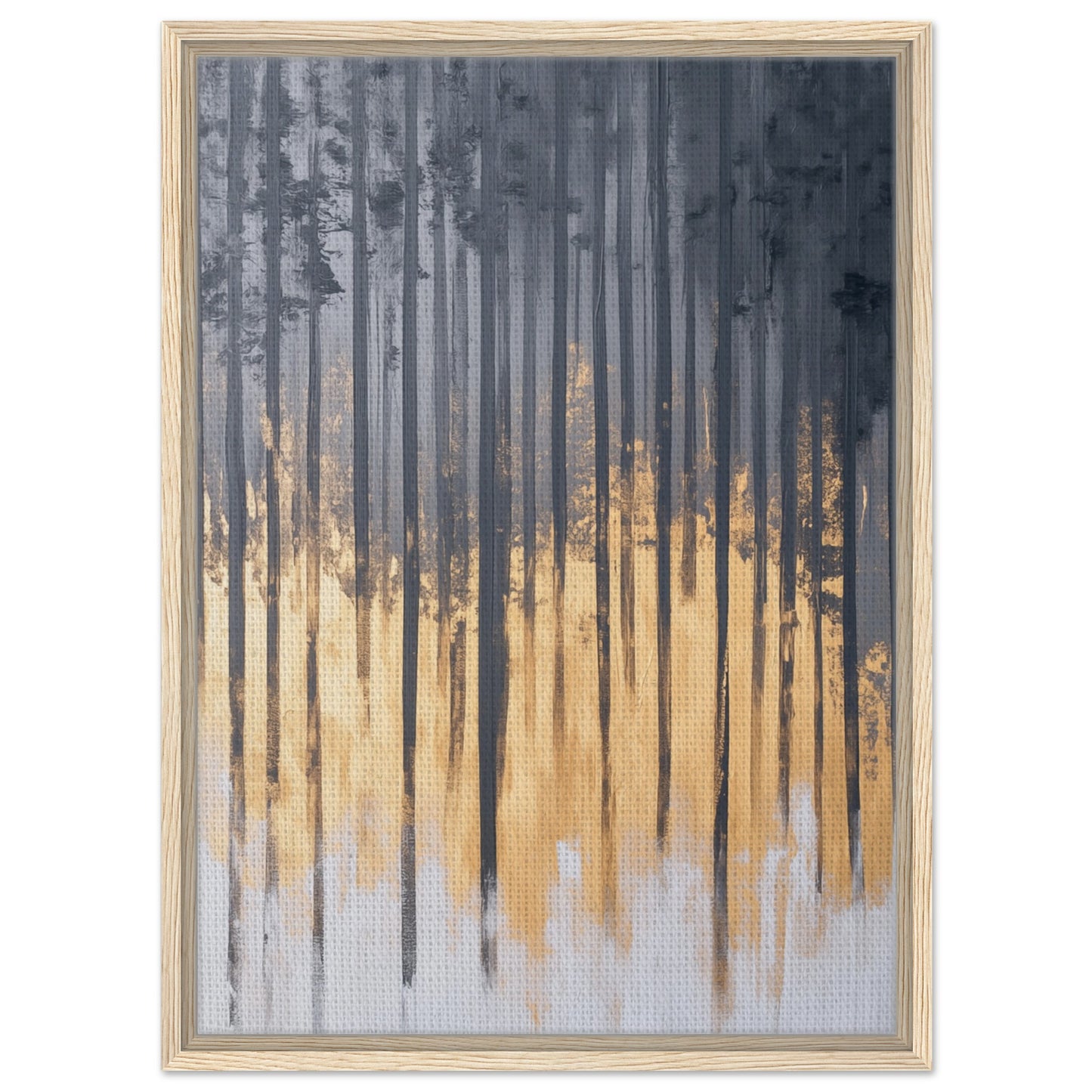Sonnenaufgang im Birkenwald | Gerahmte Leinwand Holzrahmen 50x70 cm - Pixara