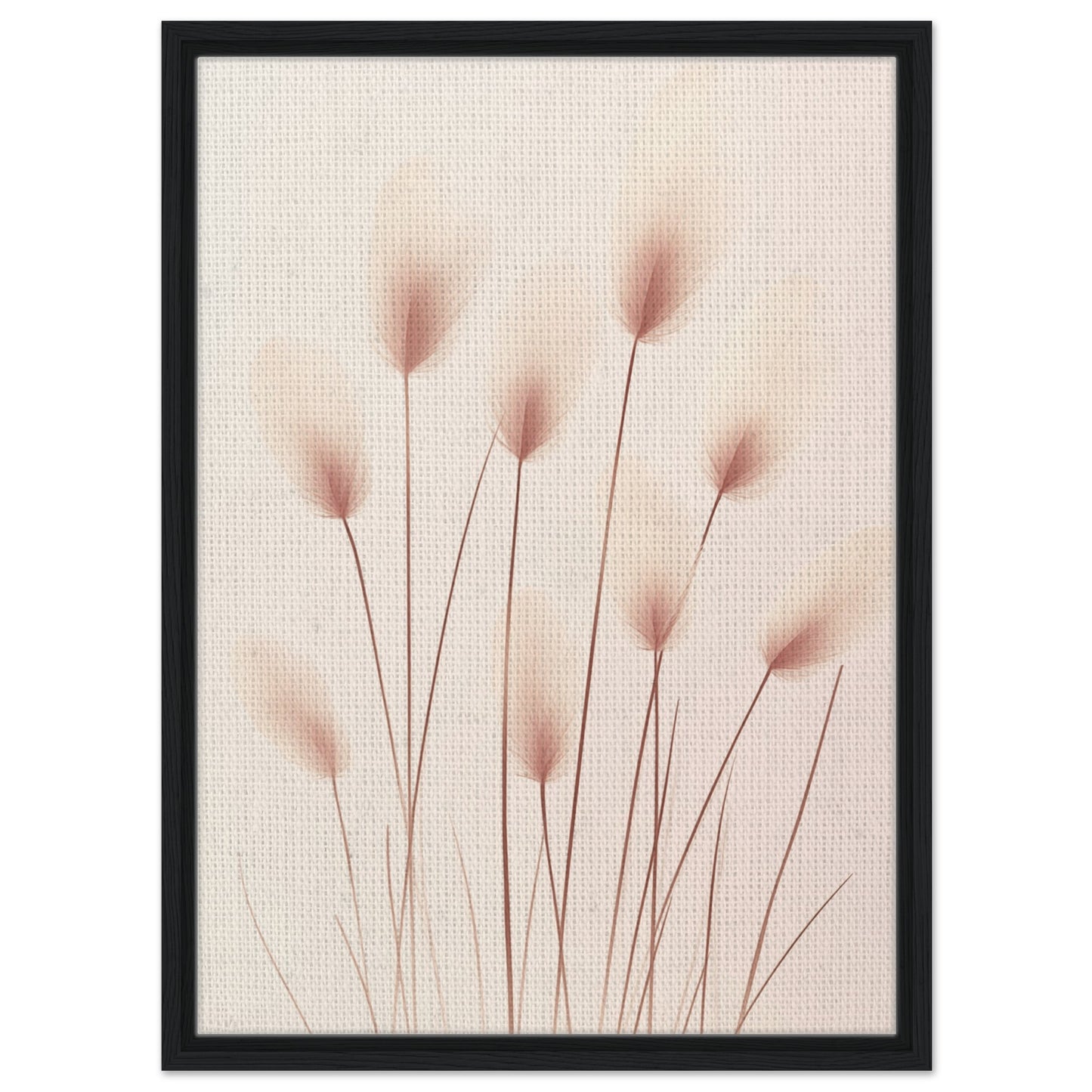 Zarte Bunny Tails | Gerahmte Leinwand 50x70 cm 20x28″ Schwarzer Rahmen - Pixara