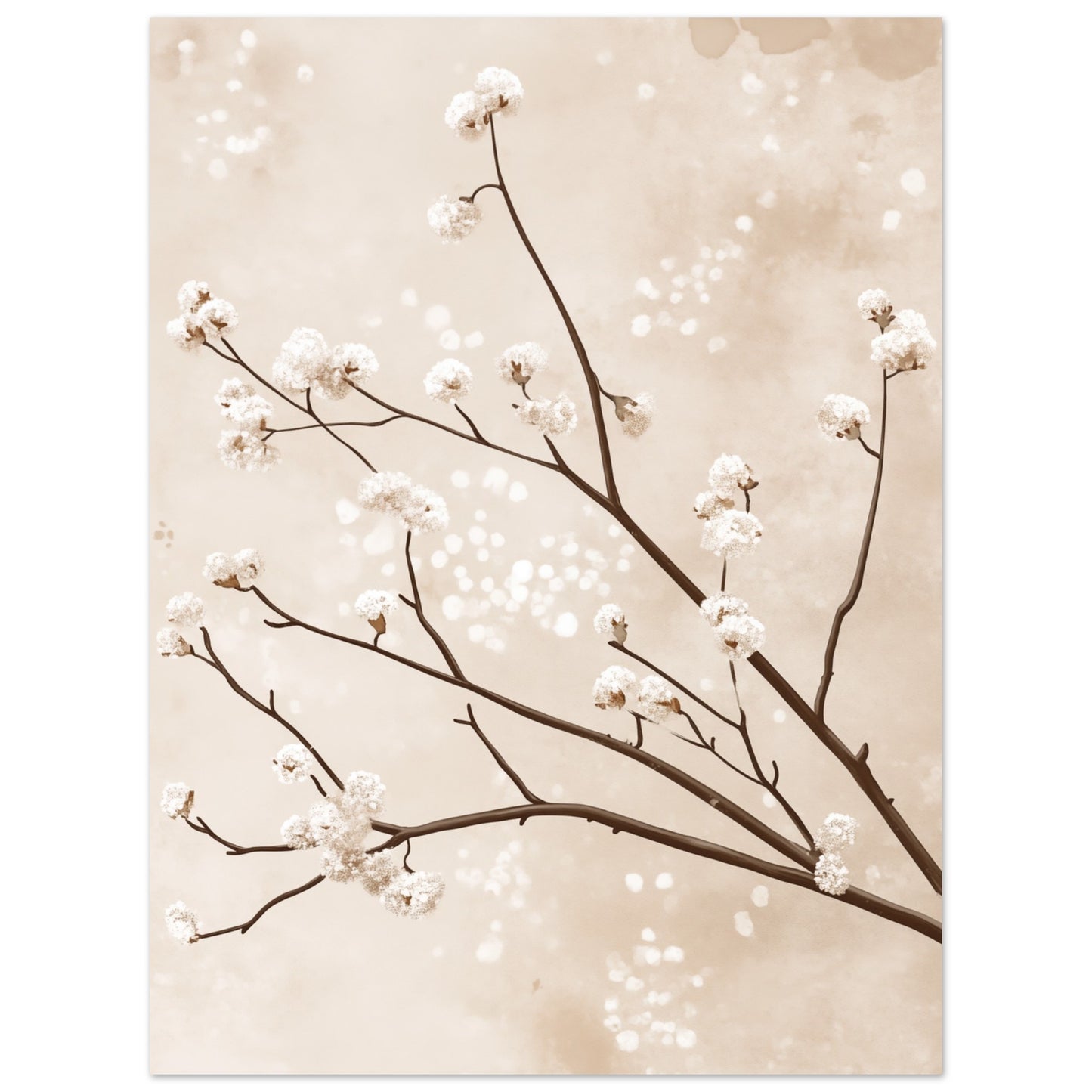 Elegante Japandi-Kirschblüten 30x40 cm - Pixara