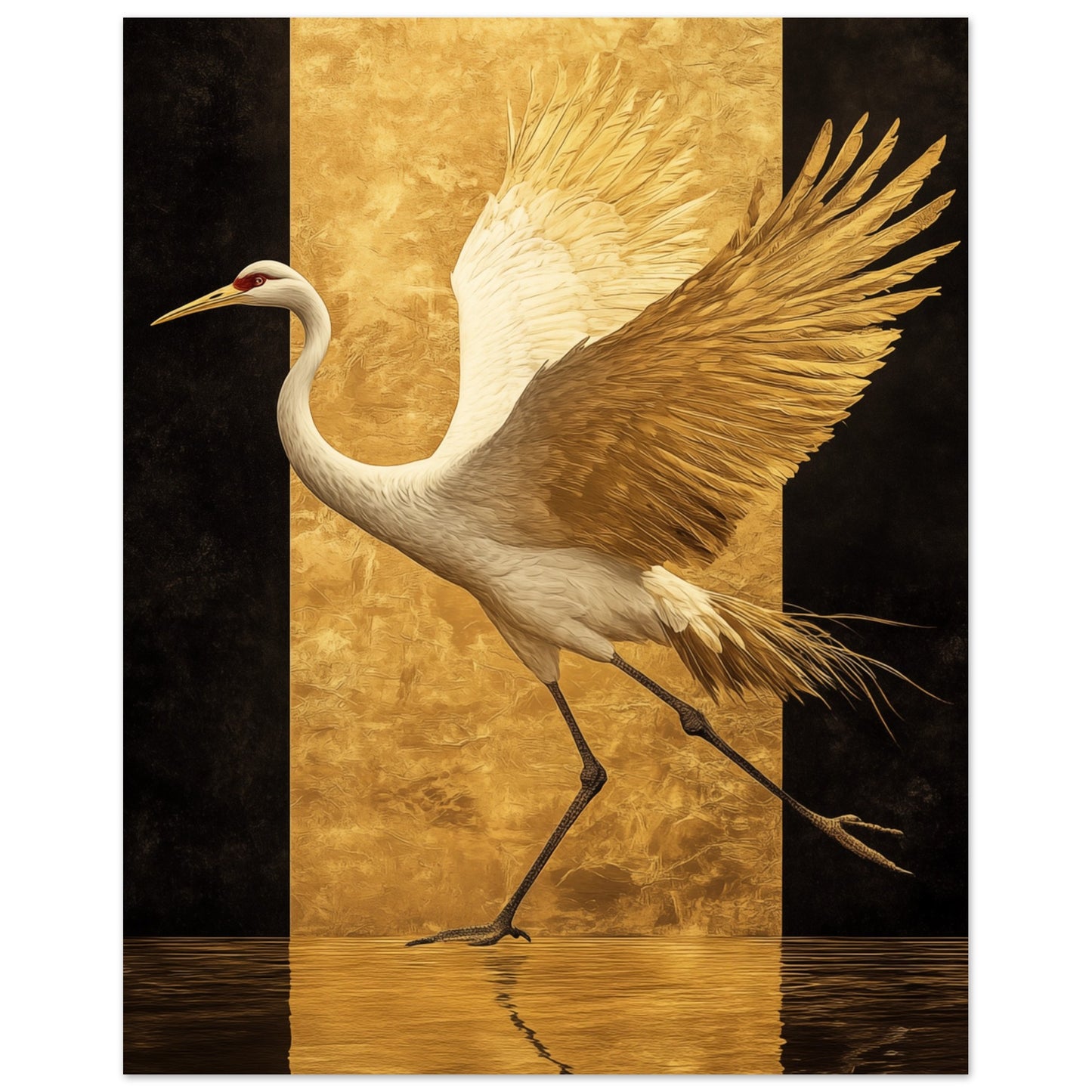Goldener Kranich Tanz 40x50 cm - Pixara