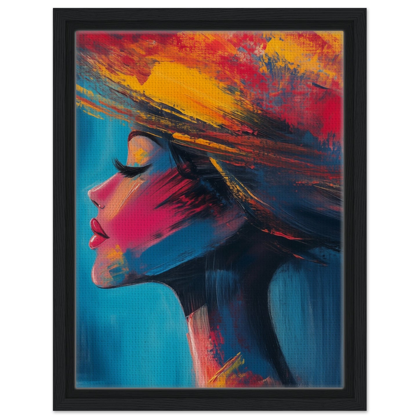 Abstrakte Eleganz in lebendigen Farben | Gerahmte Leinwand Schwarzer Rahmen 30x40 cm - Pixara