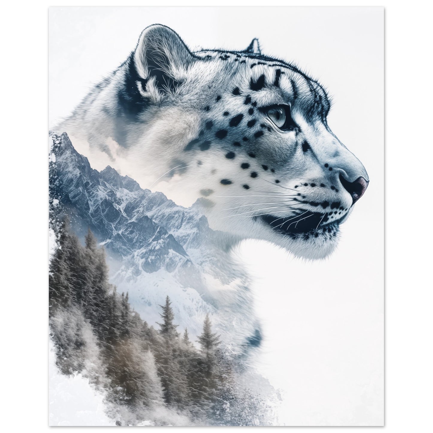 Schneeleopard mit majestätischen Berggipfeln 20x25 cm - Pixara