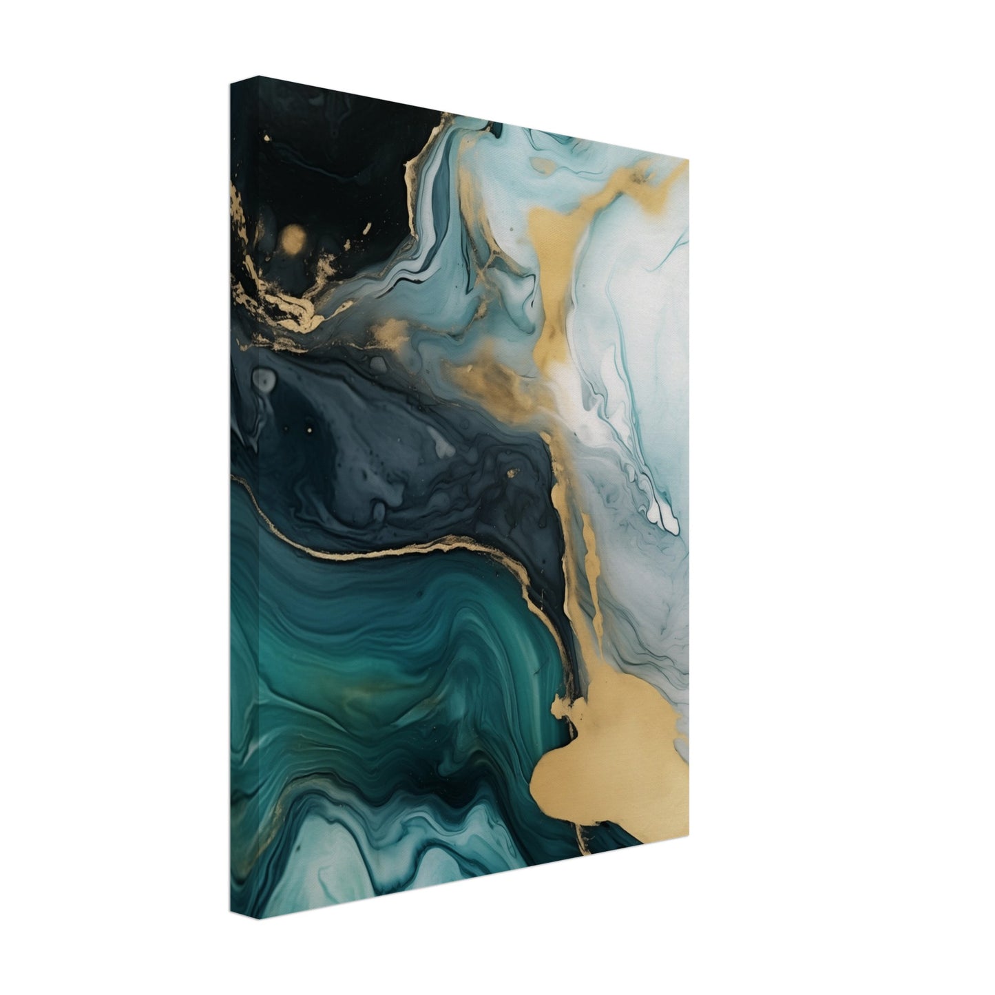 Azure Gold Swirl Leinwand 30x40 cm - Pixara