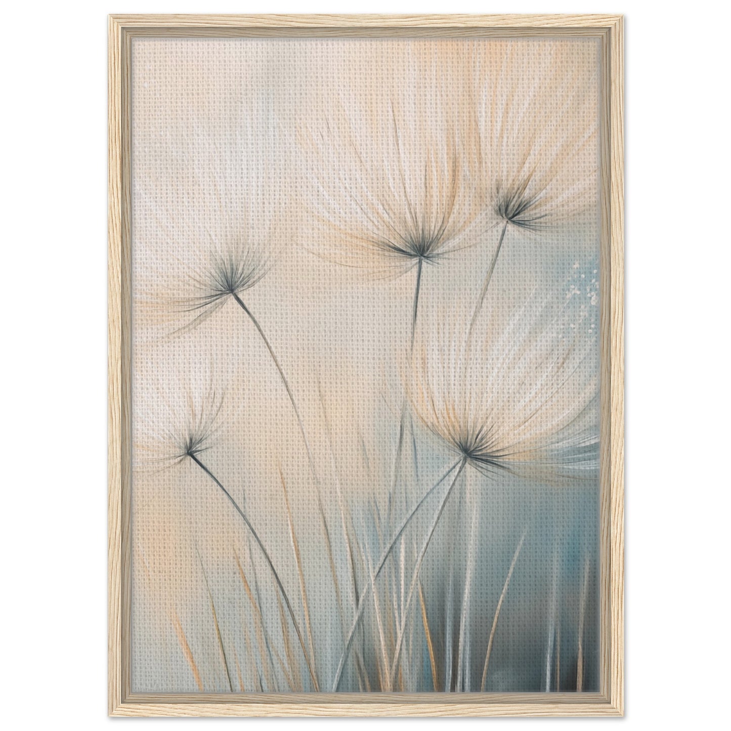 Sanfte Pusteblumen im Wind - Gerahmte Leinwand Holzrahmen 50x70 cm - Pixara