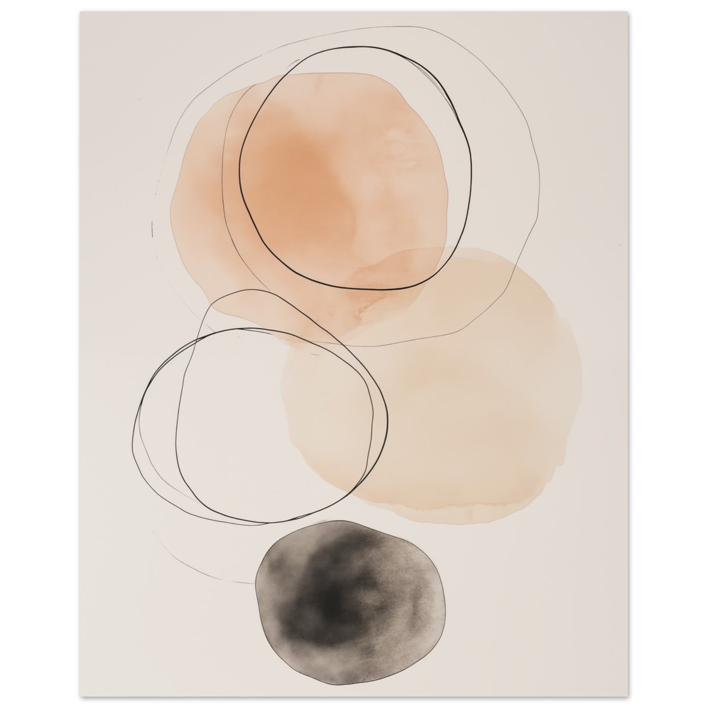 Balance der Kreise – Japandi Minimalismus Poster 40x50 cm - Pixara