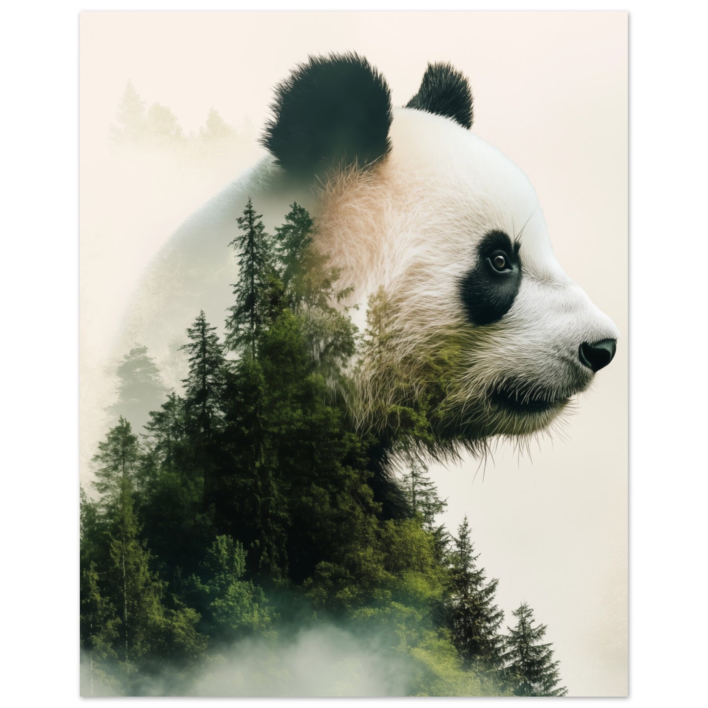 Doppelbelichtung Panda 40x50 cm - Pixara