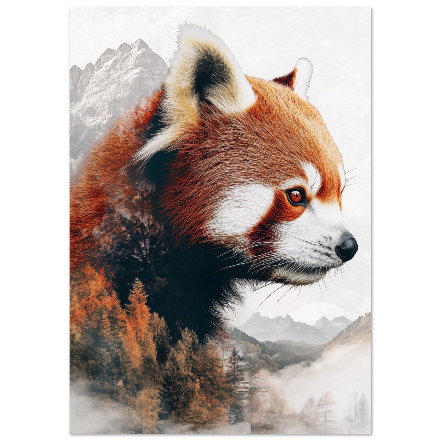 Roter Panda in Doppelbeleuchtung A4 21x29.7 cm - Pixara