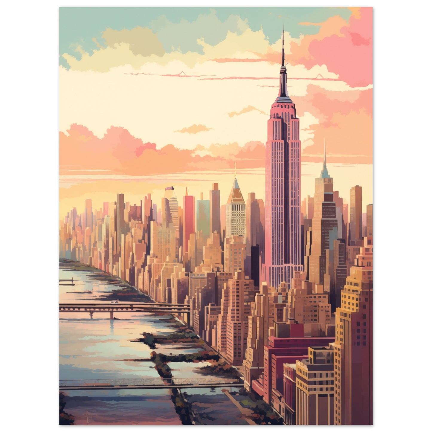 New York in Pastell Poster 30x40 cm - Pixara