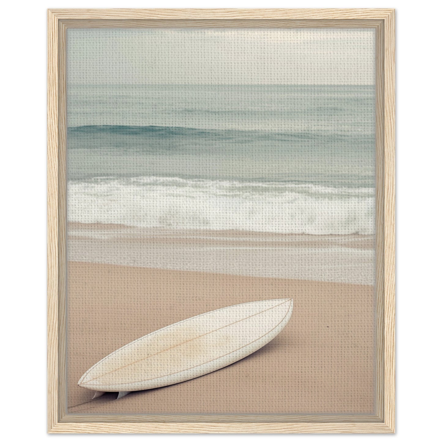Verlassenes Surfbrett am Strand | Gerahmte Leinwand Holzrahmen 40x50 cm - Pixara