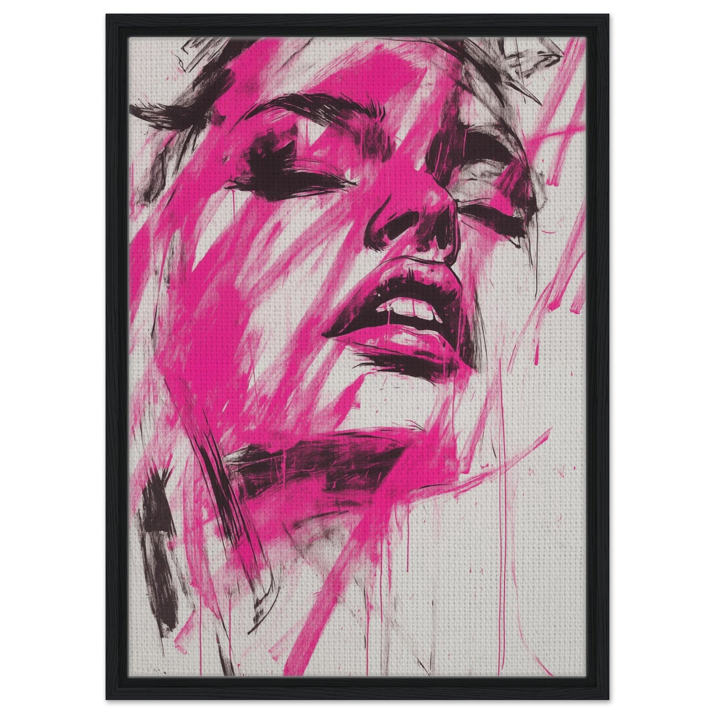 Fuchsia-Explosion | Gerahmte Leinwand Schwarzer Rahmen 50x70 cm - Pixara