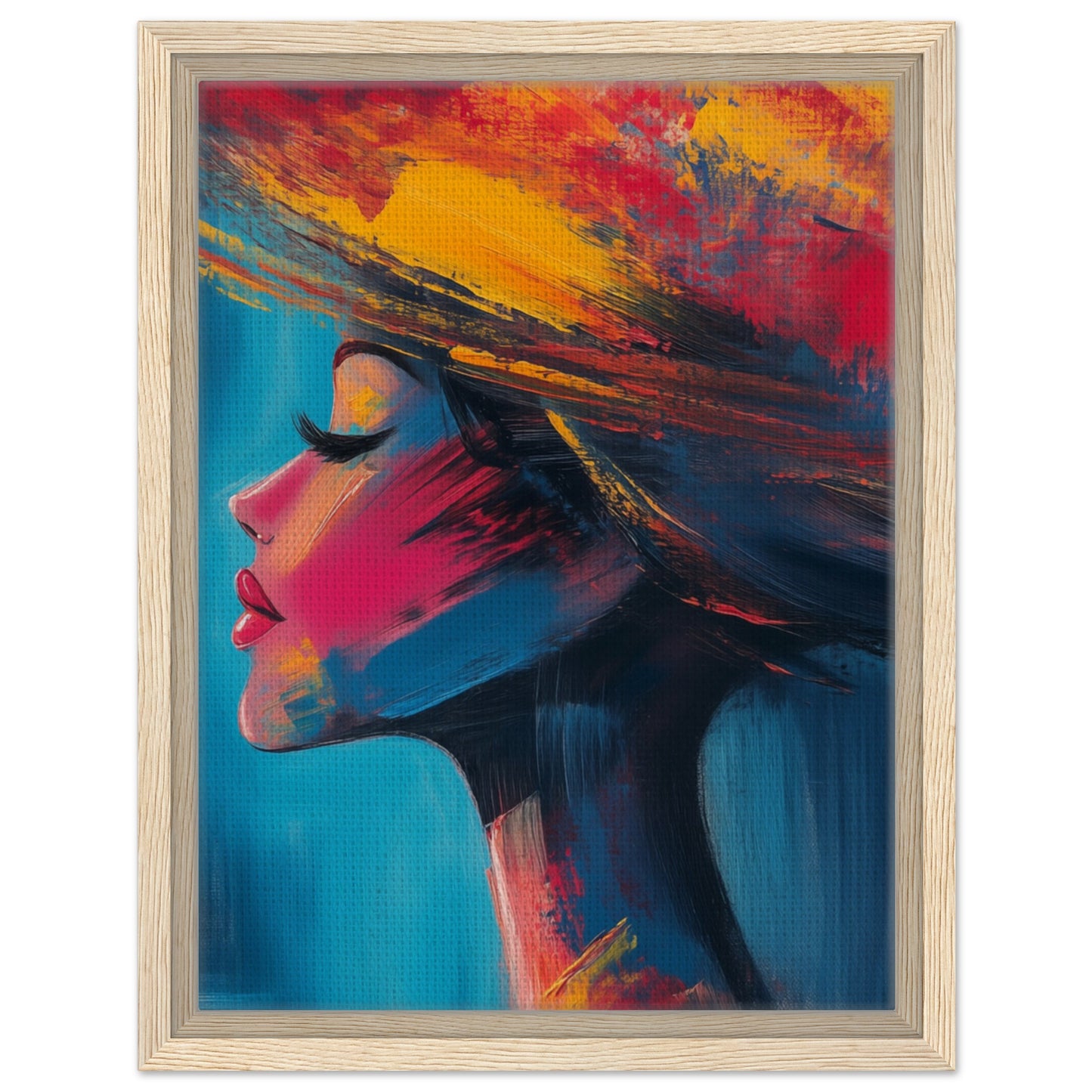 Abstrakte Eleganz in lebendigen Farben | Gerahmte Leinwand Holzrahmen 30x40 cm - Pixara