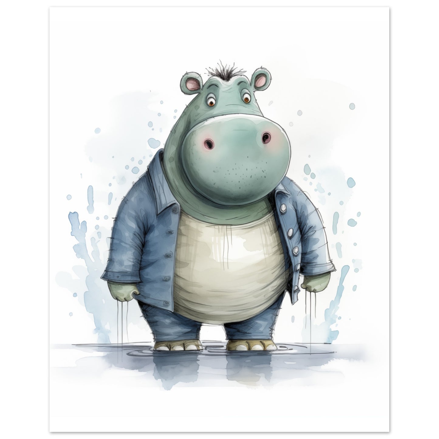 Nilpferd "Bernd" Poster 20x25 cm - Pixara
