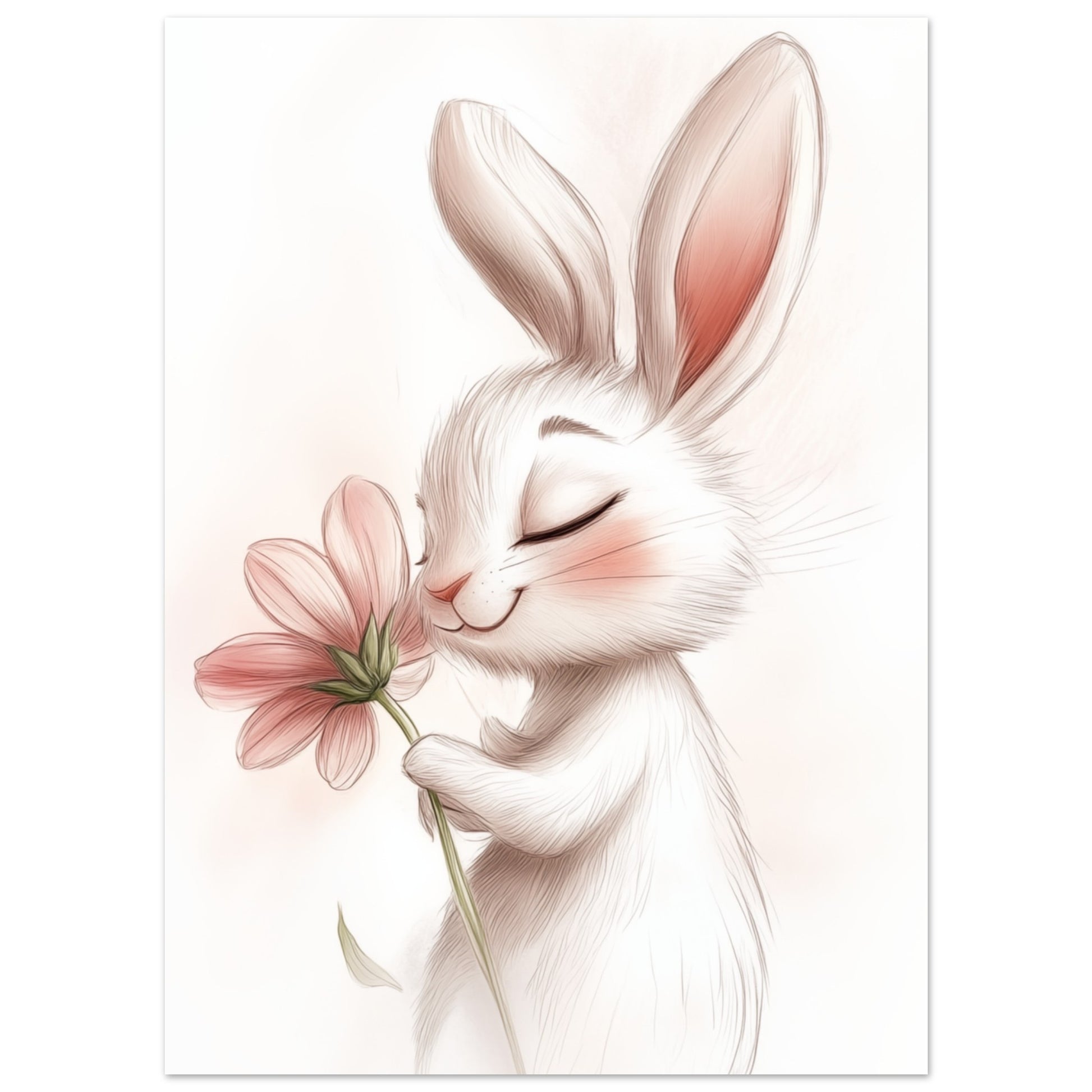 Niedliches Kaninchen mit Blume 13x18 cm - Pixara