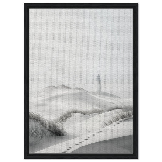 Leuchtturm in den Dünen | Gerahmte Leinwand Schwarzer Rahmen 50x70 cm - Pixara