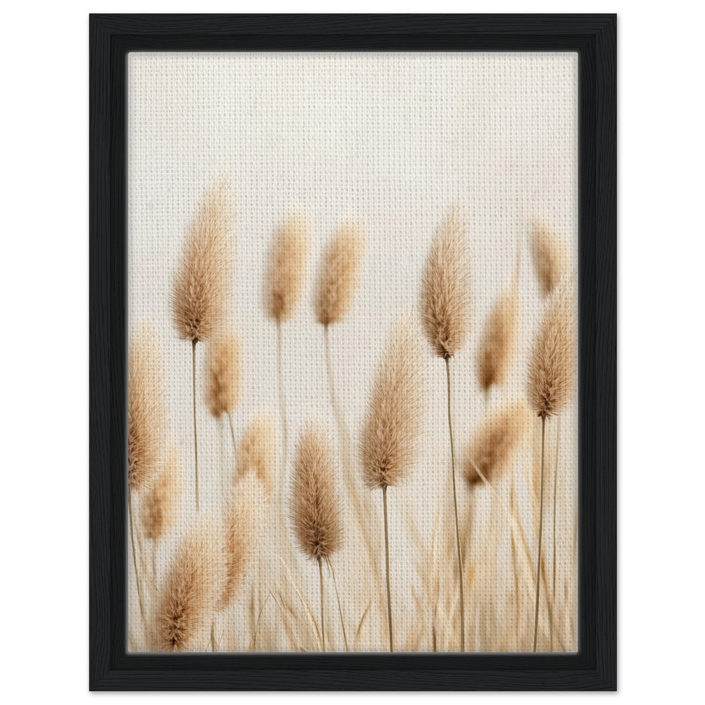 Sanfte Gräser im Sonnenlicht | Gerahmte Leinwand 30x40 cm 12x16″ Schwarzer Rahmen - Pixara