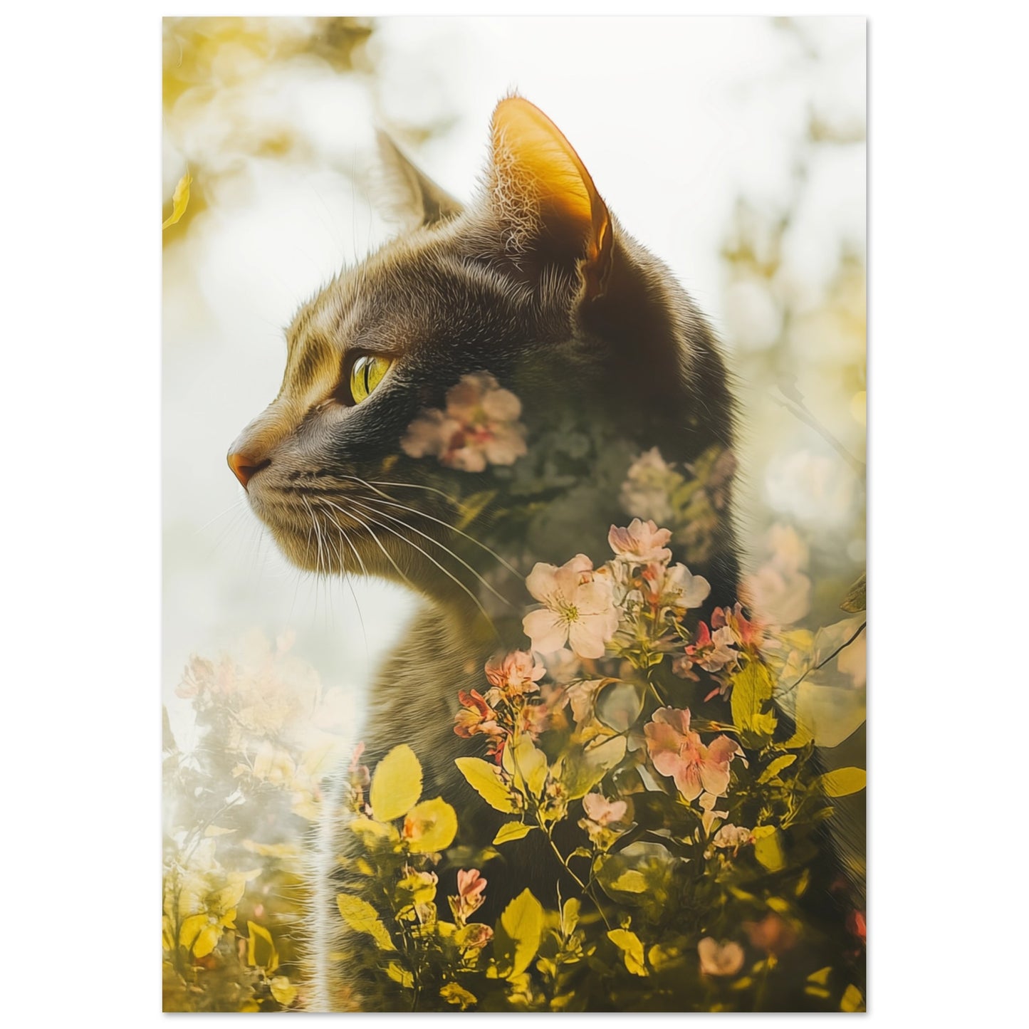 Katze in poetischer Doppelbelichtung A4 21x29.7 cm - Pixara