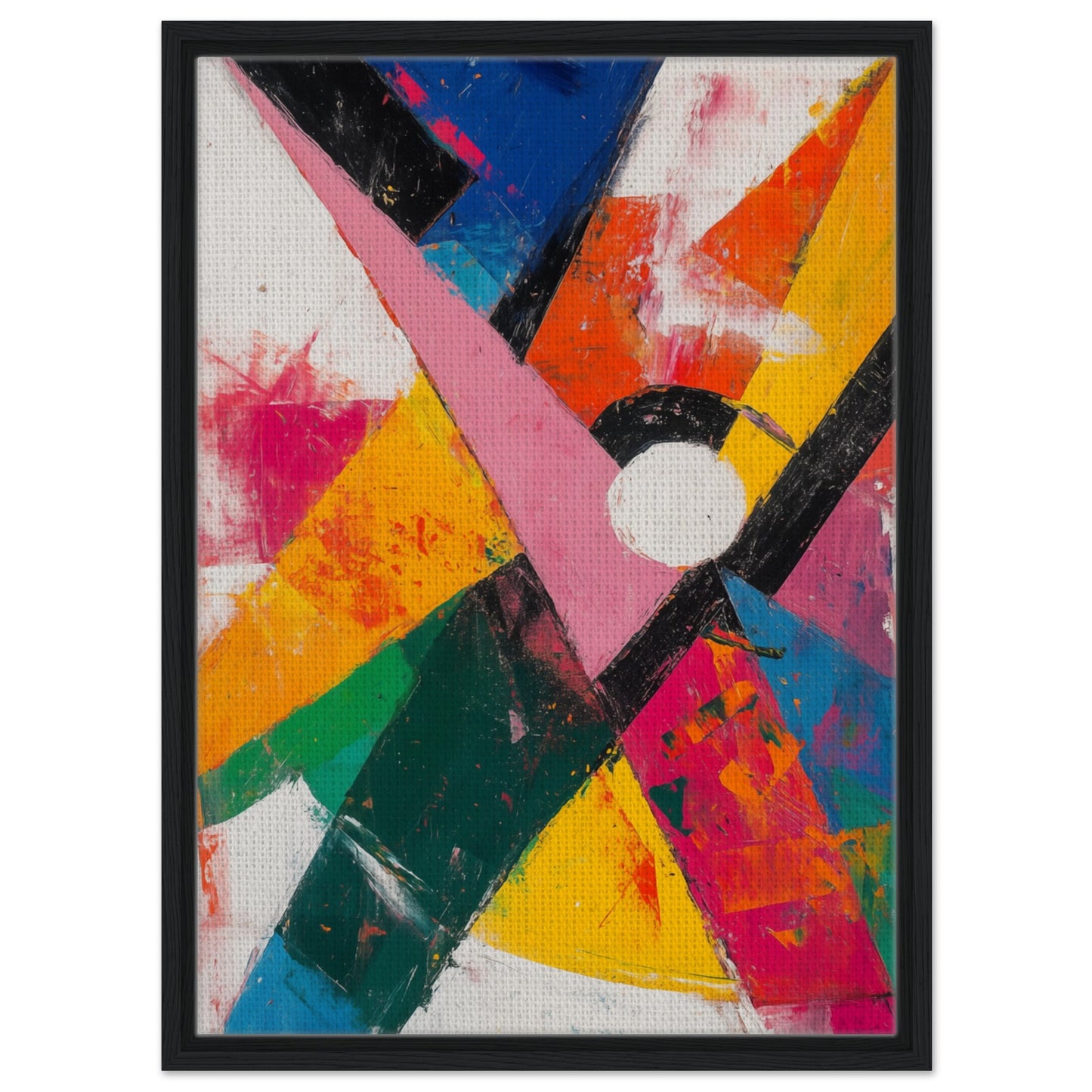 Abstraktes Farbspiel der Energie | Gerahmte Leinwand Schwarzer Rahmen 50x70 cm - Pixara