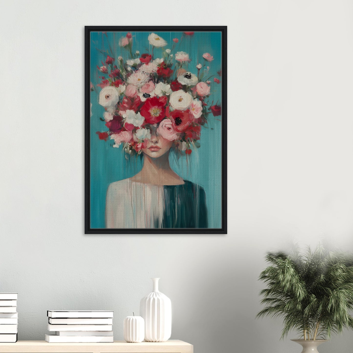 Florale Fantasie | Gerahmte Leinwand - Pixara
