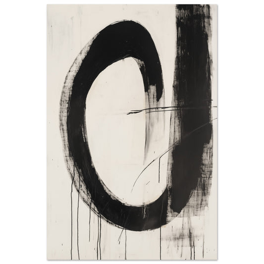 Dynamik in Schwarz & Weiß – Abstrakte Tintenkomposition 60x90 cm - Pixara
