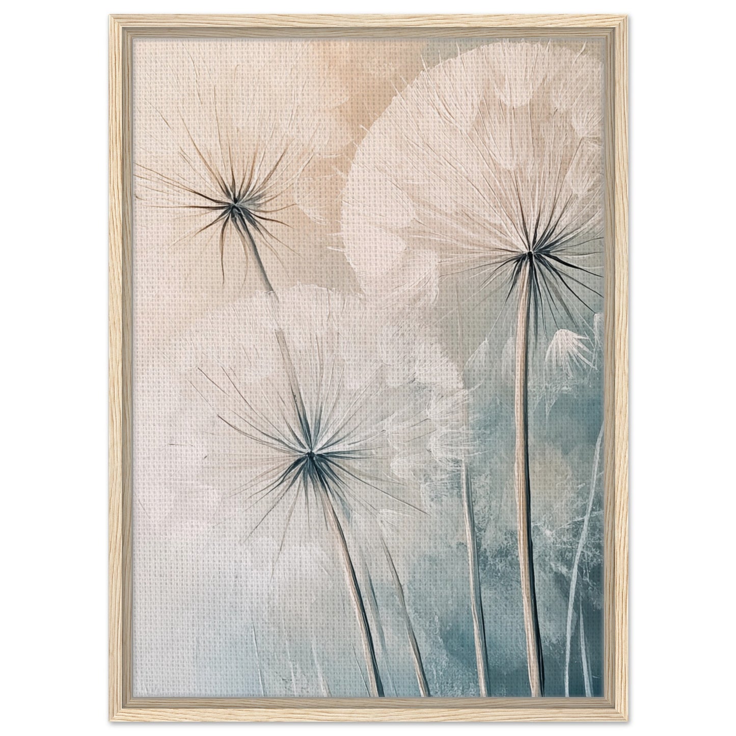 Zarte Pusteblumen - Gerahmte Leinwand Holzrahmen 50x70 cm - Pixara