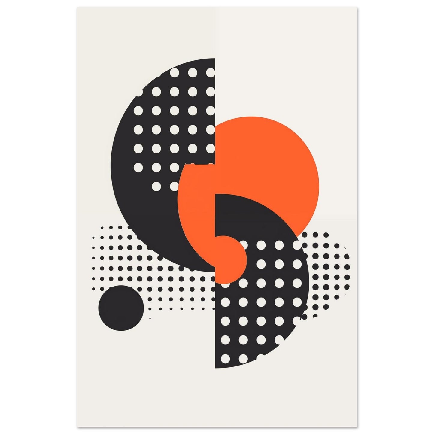 Geometrisches Design mit schwarzen Punkten und orangen Kreisen 60x90 cm - Pixara