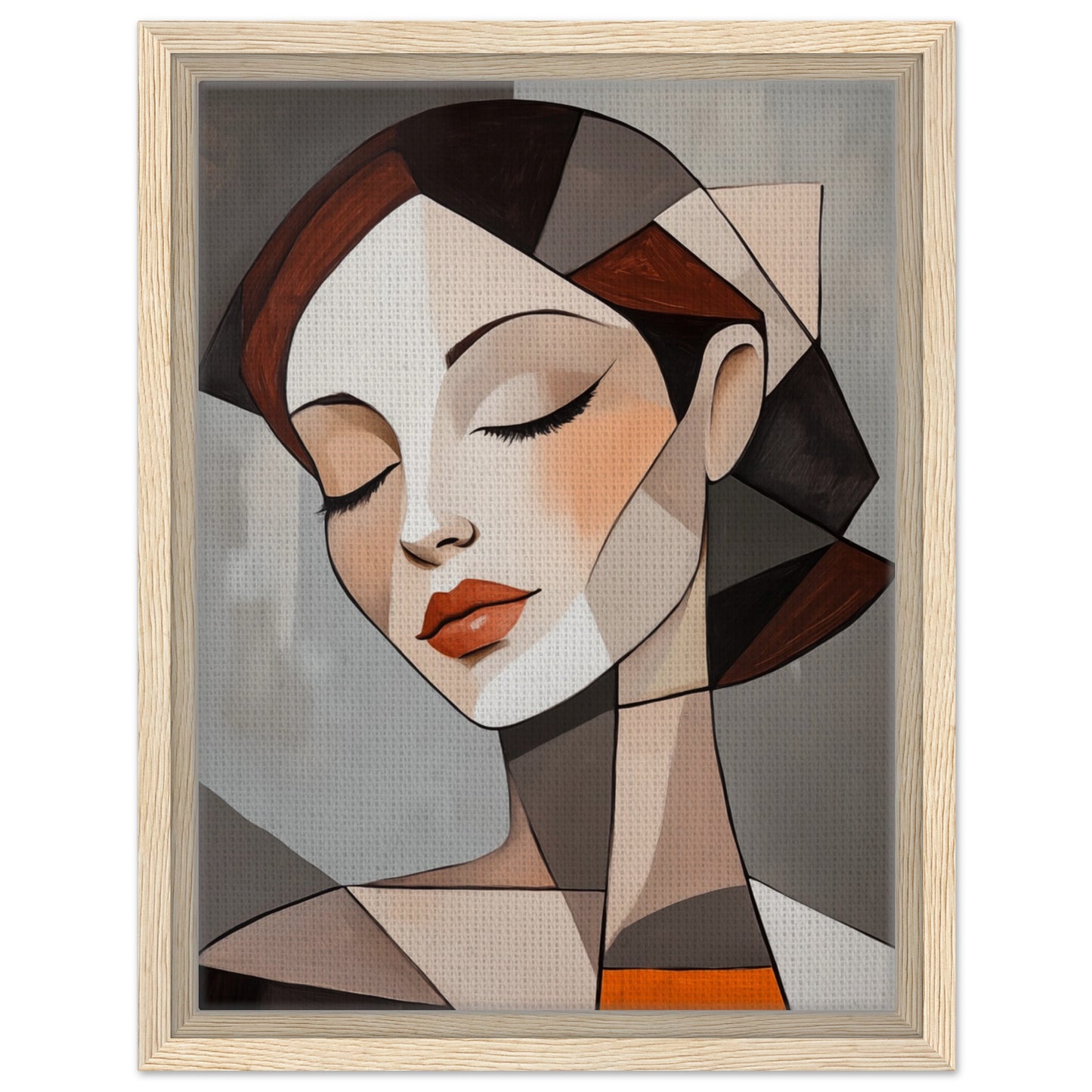 Geometrisches Porträt einer Frau | Gerahmte Leinwand Holzrahmen 30x40 cm - Pixara