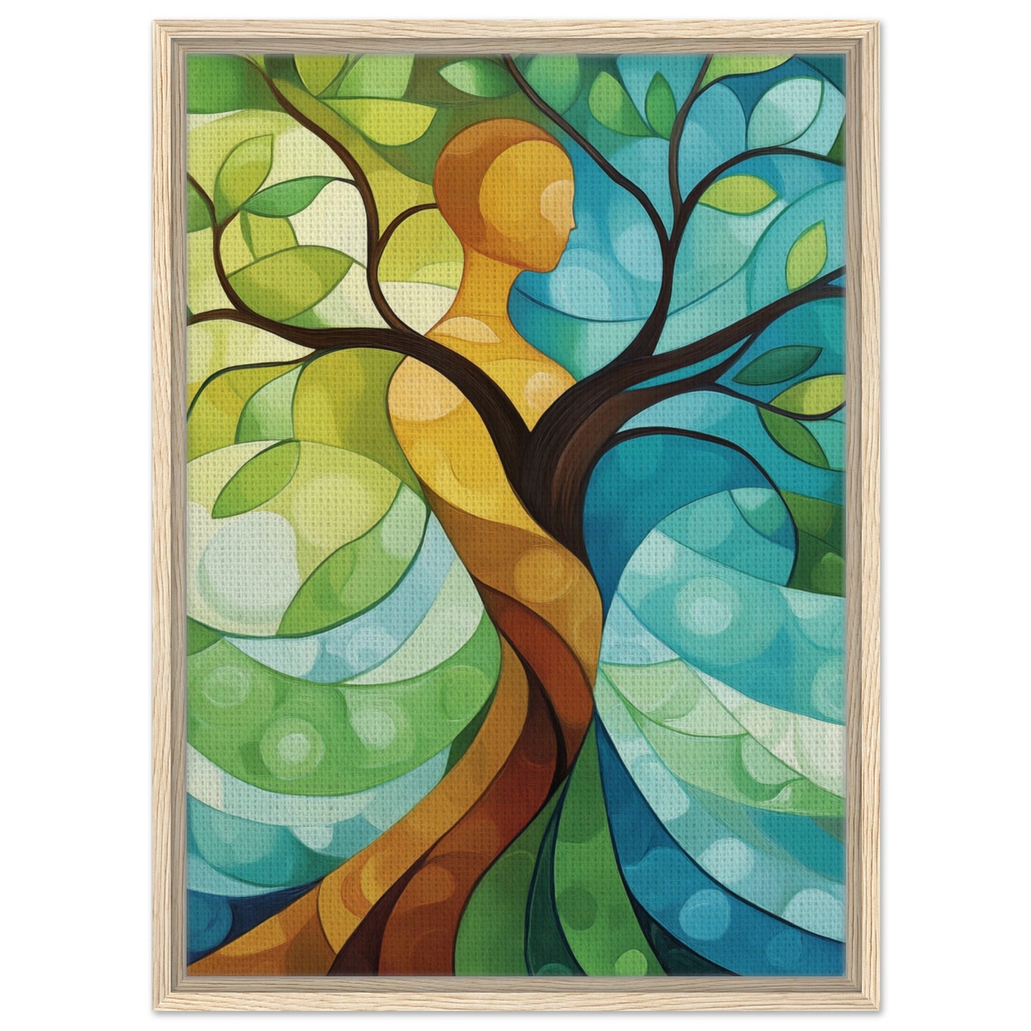 Die Symbiose von Mensch und Natur | Gerahmte Leinwand Holzrahmen 50x70 cm - Pixara