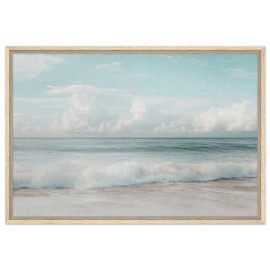 Sanfte Wellen am Strand | Gerahmte Leinwand Holzrahmen 60x90 cm - Pixara