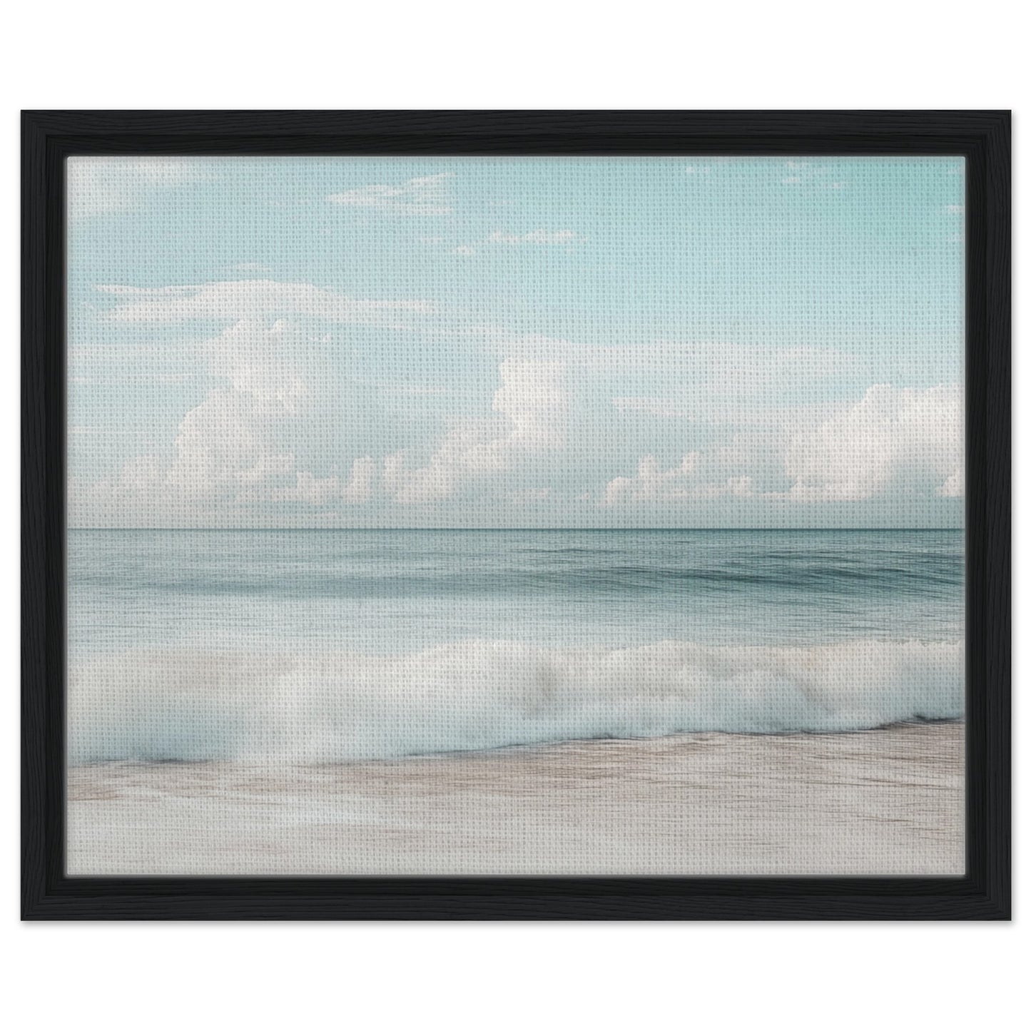 Sanfte Wellen am Strand | Gerahmte Leinwand Schwarzer Rahmen 40x50 cm - Pixara