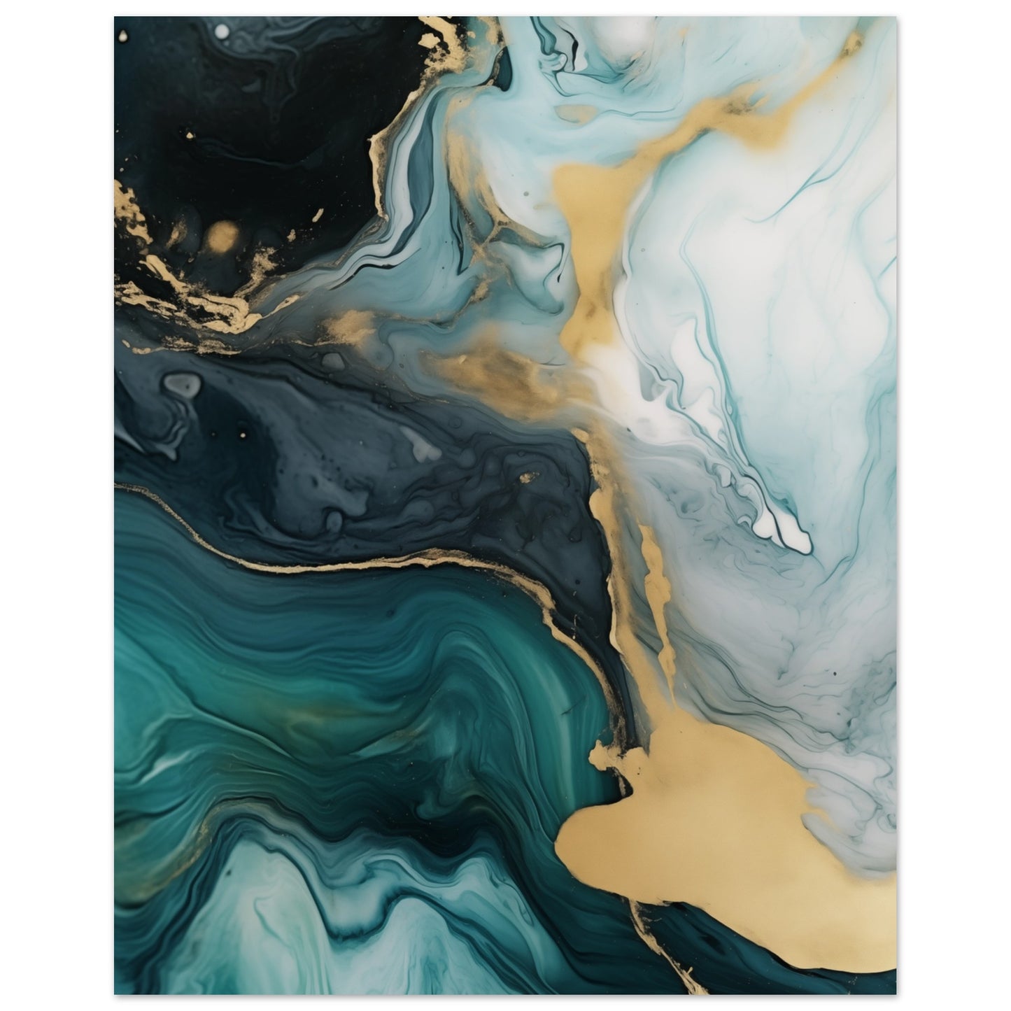 Azure Gold Swirl Poster 40x50 cm - Pixara