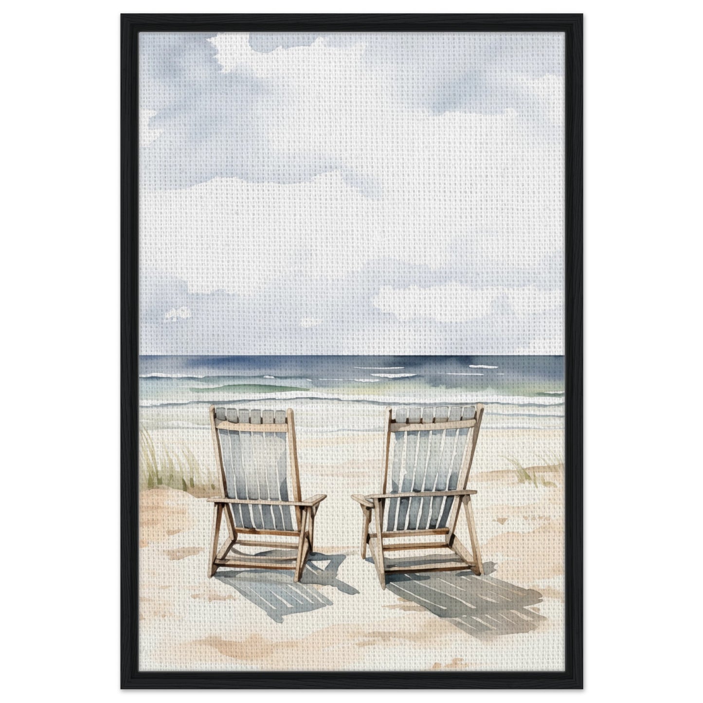 Strandruhe | Gerahmte Leinwand Schwarzer Rahmen 60x90 cm - Pixara